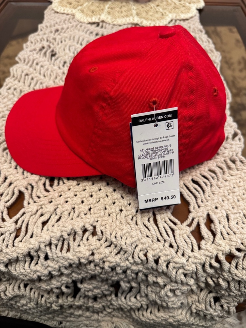 Polo by Ralph Lauren Red Baseball Cap with Black Pony Logo - Picture 3 of 5